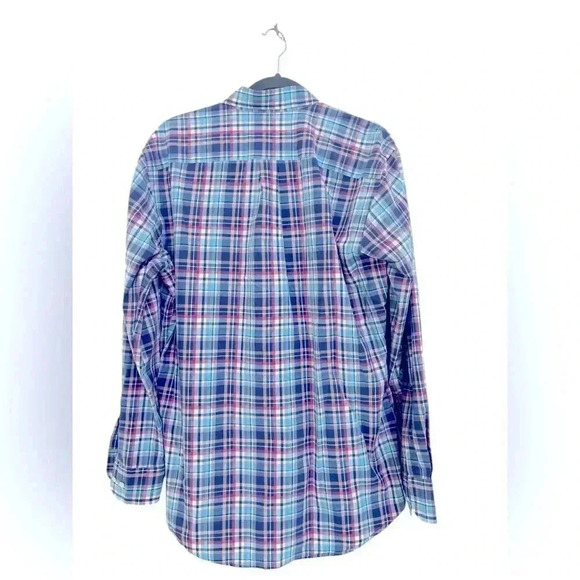 Peter Millar Men's Seaside Collection Cotton Silk Blend Blue Plaid Shirt - Picture 4 of 4